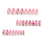 VIBEFICANT GLAZZE Valentines Cute Pink 3D Hearts Sparkly Rhinestone Press On